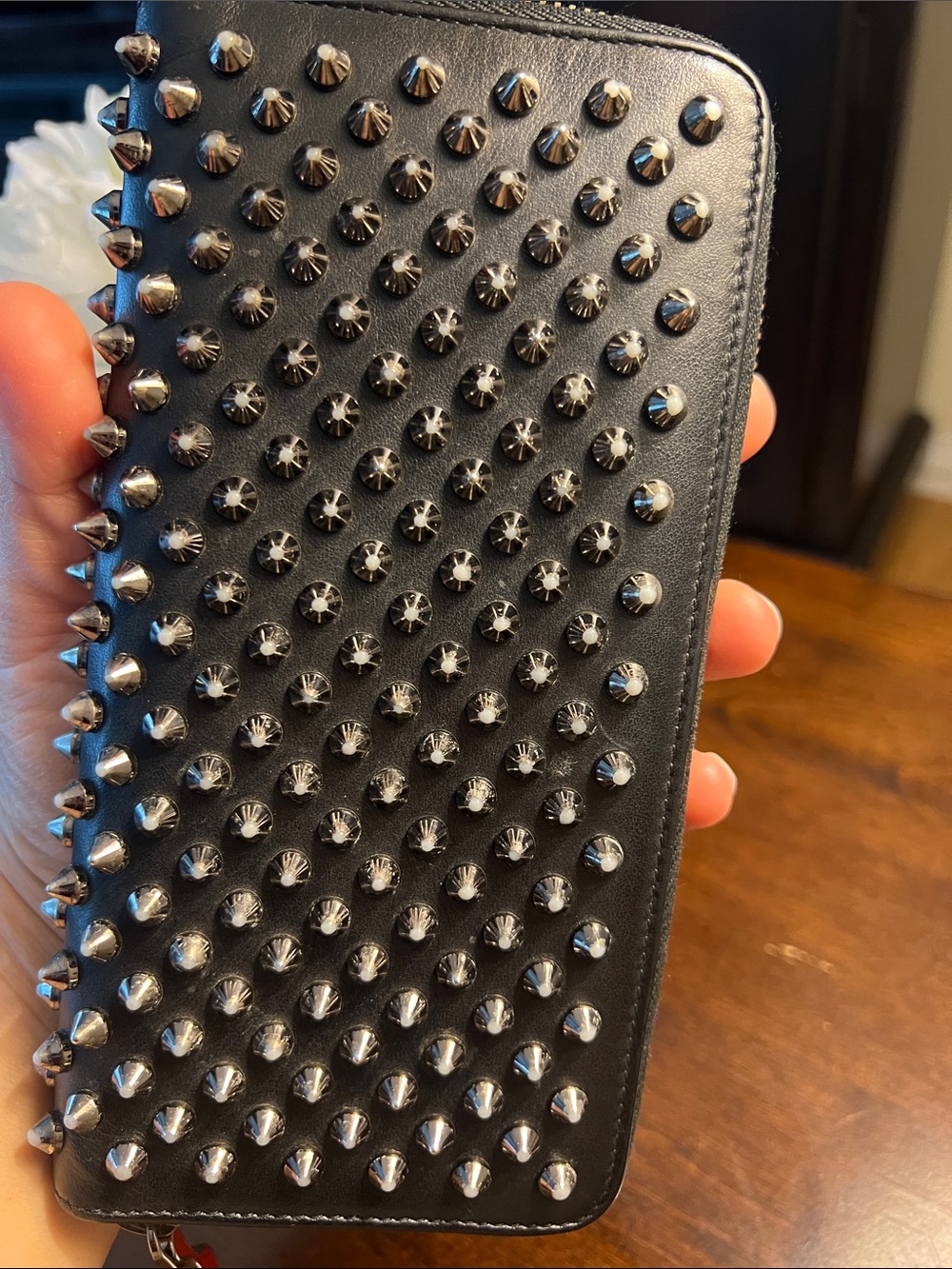 Christian Louboutin Black Studded Zip Around Wallet - Picture 5 of 16
